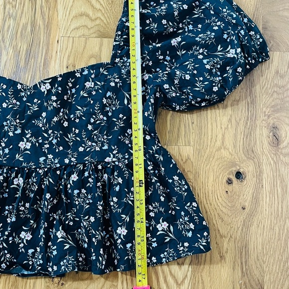 Altar'd State Black and White Ruffled Puff Sleeve Blouse - Picture 7 of 7